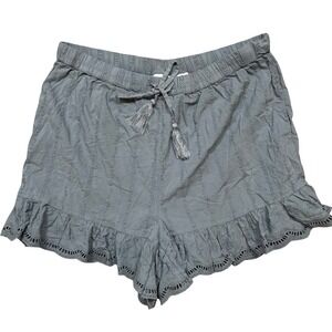 SHABBY CHIC Womens Dusty Blue Eyelet Embroidered‎ Ruffle Pajama Lounge Shorts M